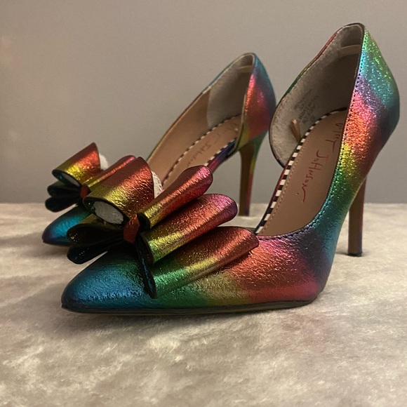 Betsy Johnson Metallic multi jewel colored heels. - Picture 4 of 5